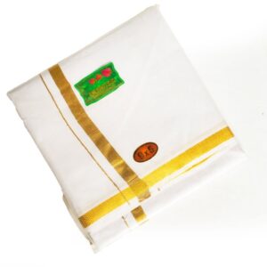 COTTON PATTAR PANCHE- gold small border