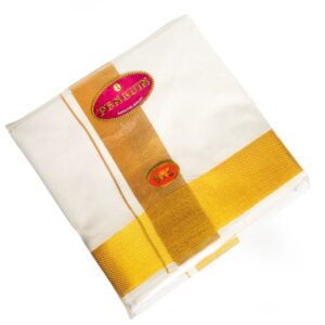 COTTON PATTAR PANCHE- gold border